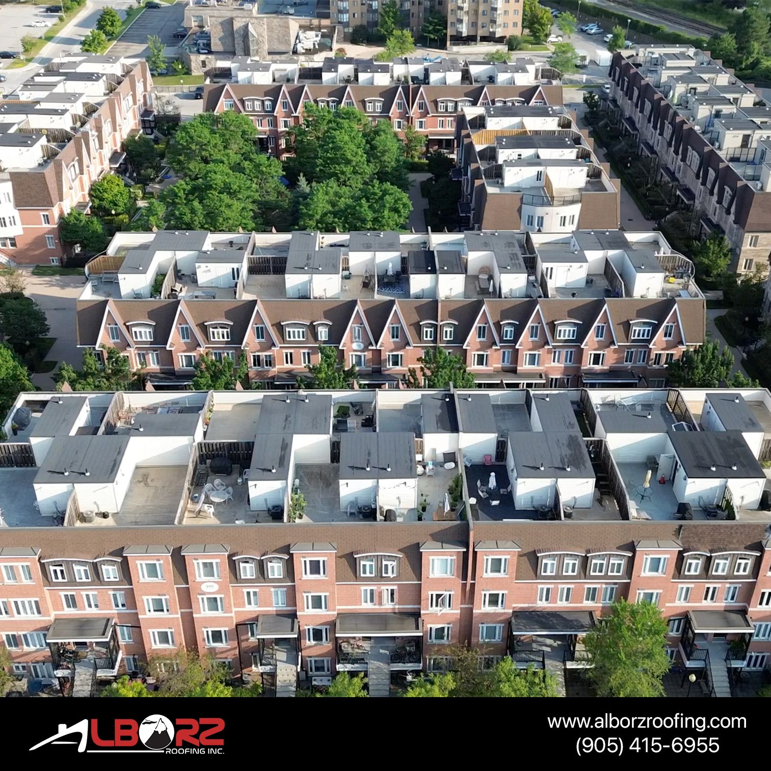 Residential homes with black tile roofing